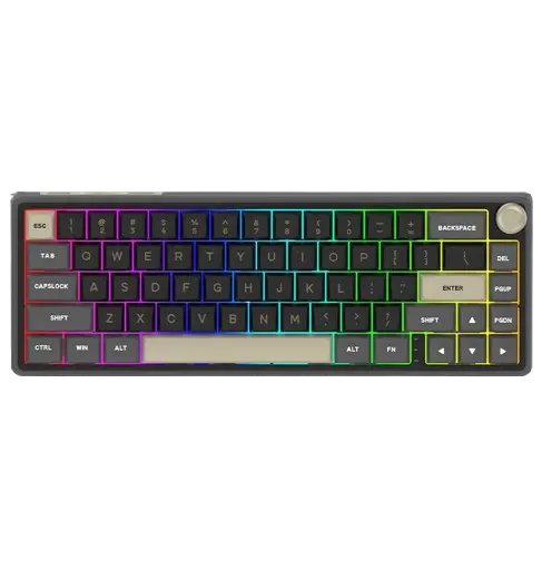 Tastatura Gaming Aqirys Talitha, Wireless 2.4Ghz, Bluetooth, Wired, USB, iluminare RGB (Negru/Maro)