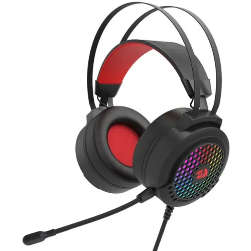 Casti gaming Redragon Carmen, iluminare RGB, Wired, jack 3.5mm (Rosu/Negru)