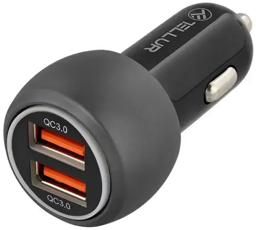Incarcator Auto Tellur, 2x USB, 6A (Negru)