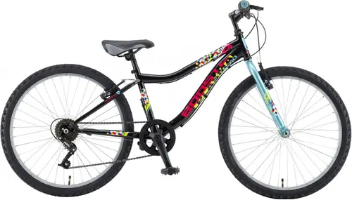 Bicicleta Copii Booster 2023 Plasma, roti 24 Inch, cadru otel, Frana V-Brake, 6 Viteze, Negru/Turcoaz