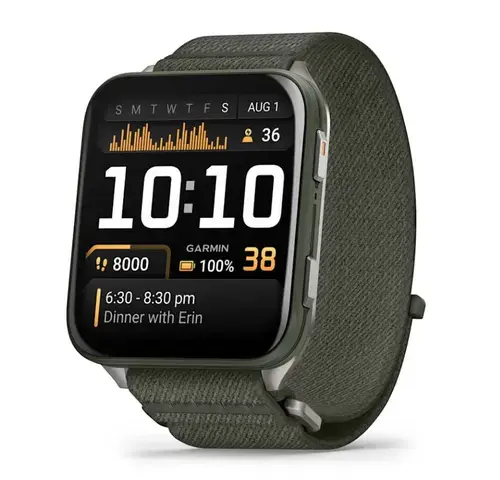 Smartwatch Garmin Garmin Venu X1, Ecran AMOLED 2inch, 32GB Flash, GPS, Bluetooth, ANT+, Wi-Fi, iOS/Android (Argintiu/Verde)