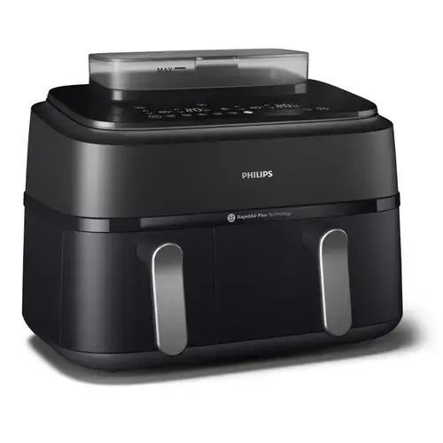 Friteuza dubla cu aer cald Philips Seria 5000 NA551/00, 9L, 12 programe, 2750 W, Rapid Air,  Cos 1.4 kg, Temperatura 40-200 C (Negru)