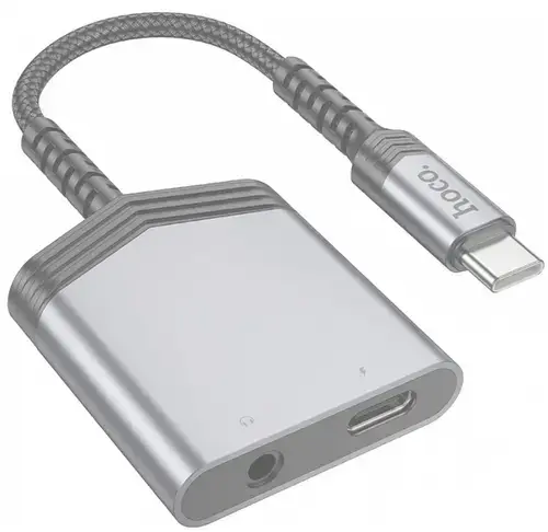 Adaptor Audio USB-C - USB-C / 3.5mm HOCO LS39, 0.15m, Negru