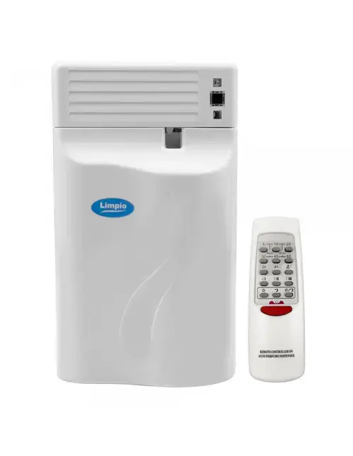 Odorizant cu telecomanda Limpio PD 188B, Reglaj pulverizare, Senzor lumina, Sistem antifurt (Alb)