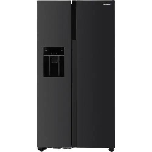 Side by side Heinner HSBS-HM513NFIMDXE++, 513 l, No Frost, Dozator de gheata, Display LED, Clasa E, Compresor Inverter, Smart, Alarma usa deschisa, H 177 cm (Inox/Negru)