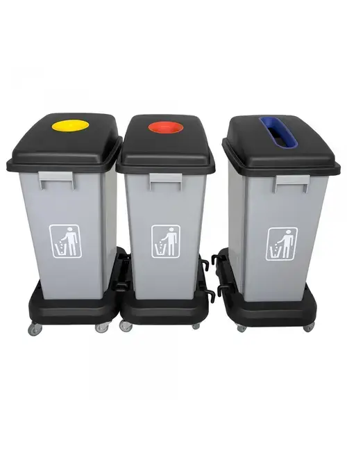 Cos gunoi colectare selectiva Limpio B2-020, 60 l (Gri/Negru)