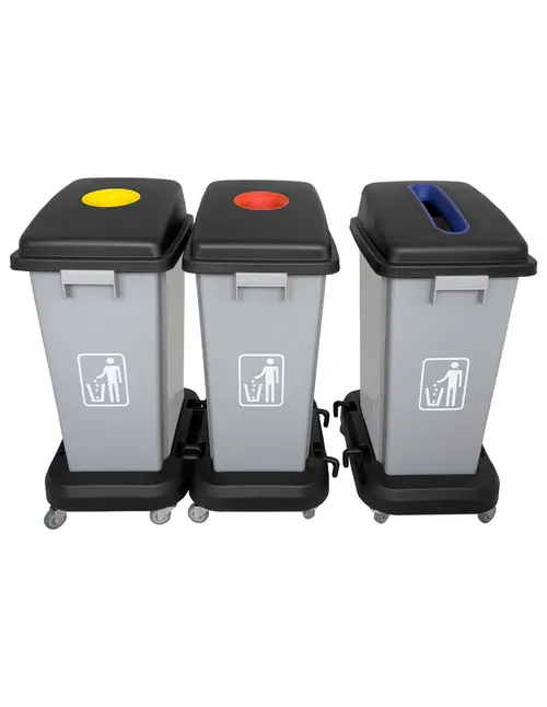 Cos gunoi colectare selectiva Limpio B2-020, 60 l (Gri/Negru)