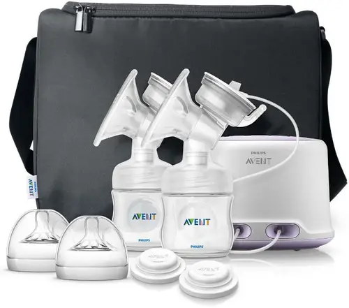 Pompa pentru san electrica dubla cu biberon pentru hranire naturala Philips Avent SCF334/02