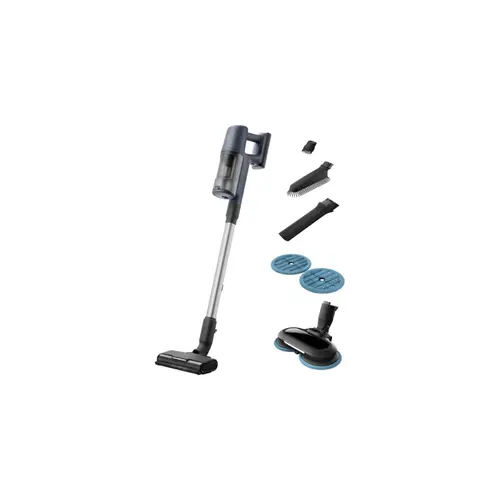 Aspirator vertical Electrolux EP61H21WET, Perie PowerPro MOP cu 4 lavete rotative incluse, Tensiune 21.6 V, Autonomie max 50 minute, Capacitate 500 ml, Perie PowerPro multisuprafete cu LED (Albastru)