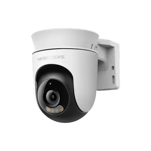 Camera de supraveghere exterior Wireless Mercusys MC510 cu Pan/Tilt 360 grade, 2K QHD 3MP, Color Night Vision, Detectarea si urmarirea persoanelor, Two-Way Audio, ONVIF, IP65