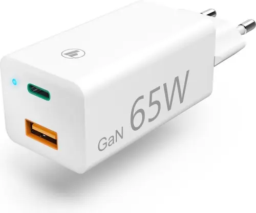 Incarcator Hama GaN Charger, USB-C PD + USB A, 65W (Alb)