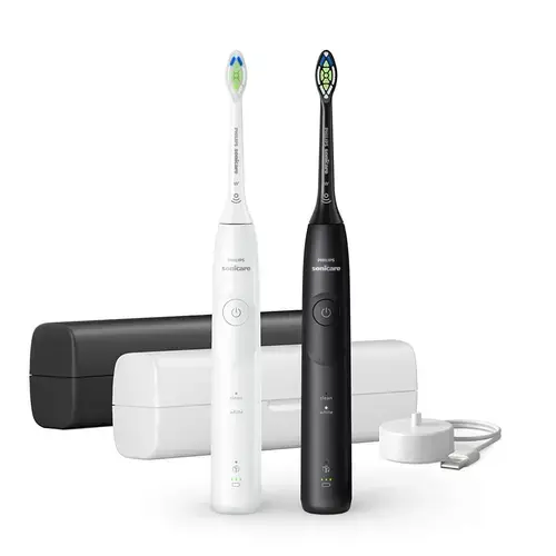 Set Periute de dinti electrice Philips HX7119/02 Sonicare 5500, 2 moduri periaj, 62000 miscari (Alb/Negru)