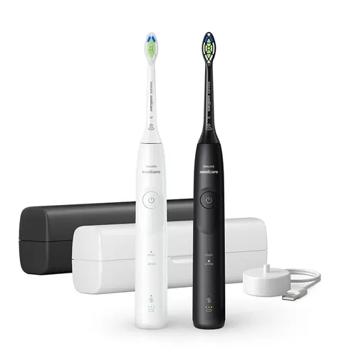 Set Periute de dinti electrice Philips HX7119/02 Sonicare 5500, 2 moduri periaj, 62000 miscari (Alb/Negru)