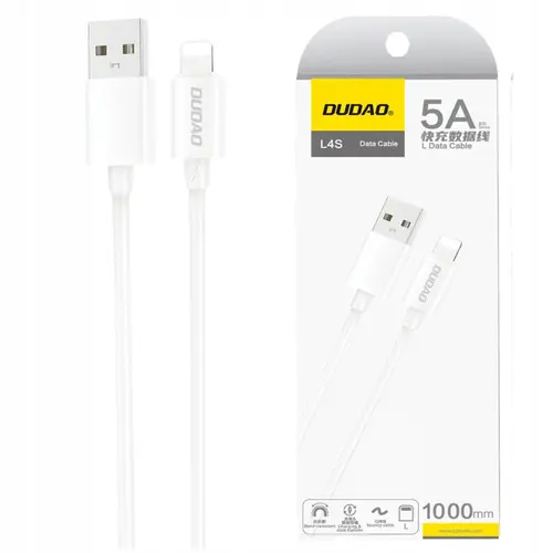 Cablu de date si incarcare Dudao L4SL USB la Lightning 2A, 1m (Alb)