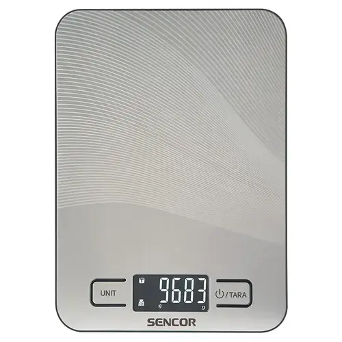 Cantar de bucatarie Sencor SKS8080, Bluetooth, Max 10 kg, Functie tara (Argintiu)