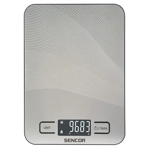 Cantar de bucatarie Sencor SKS8080, Bluetooth, Max 10 kg, Functie tara (Argintiu)