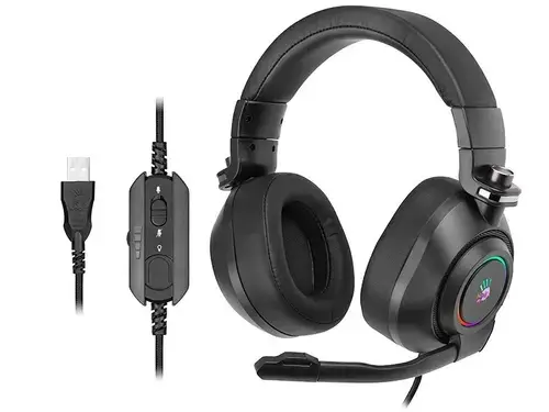 Casti Gaming A4Tech Bloody G580, Wired, USB, iluminare RGB (Negru)