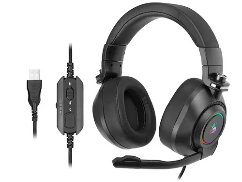 Casti Gaming A4Tech Bloody G580, Wired, USB, iluminare RGB (Negru)