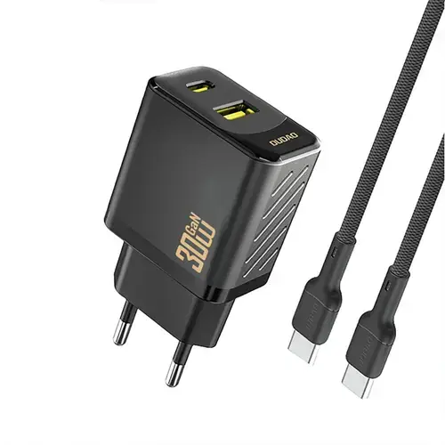 Incarcator retea Dudao A27TCEU, 30W, 1 x USB-A - 1 x USB-C, 1m (Negru)