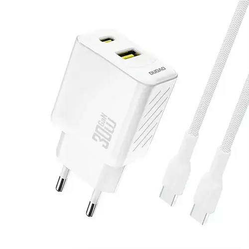 Incarcator retea Dudao A27TCEU, 30W, 1 x USB-A - 1 x USB-C (Alb)
