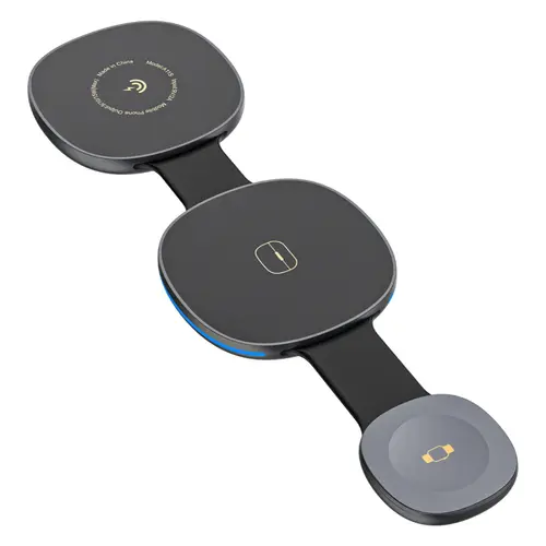 Incarcator retea Dudao A11S 3in1, Wireless, 15W (Negru)