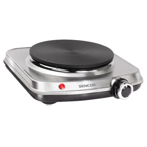 Plita electrica Sencor SCP1506SS, 1500 W, 18 cm, Termostat, Indicator luminos (Inox)