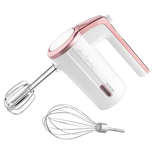 Mixer de mana fara fir Sencor SHM9000WH, 50 W, 3 viteze (Alb/Roz)