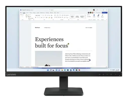 Monitor IPS LED Lenovo 23.8inch L24-41, Full HD (1920 x 1080), VGA, HDMI, 100 Hz, 4 ms (Negru)