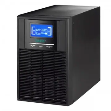 UPS Spacer Online, LCD, 1000VA/ 900W, AVR, sin. pura, 3 x socket Schuko, display LCD, 2 x baterie 12V/9Ah, conector USB, RS-232, EPO, slot SNMP