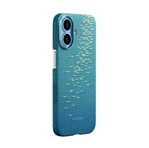 Husa Protectie Spate Pitaka pentru Apple iPhone 17 Glints of Gold, Ultra-Slim (Albastru)