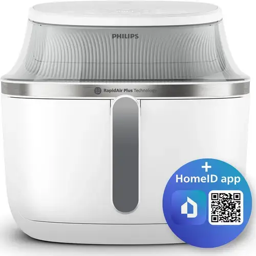 Friteuza cu aer cald Philips NA331/10 seria 3000, compact digital, 1700W, capacitate 6.2L, Tehnologia RapidAir Plus, Fereastra de gatit, 16 functii de gatit în 1, afisaj digital, 12 programe presetate, curatare usoara (Alb)