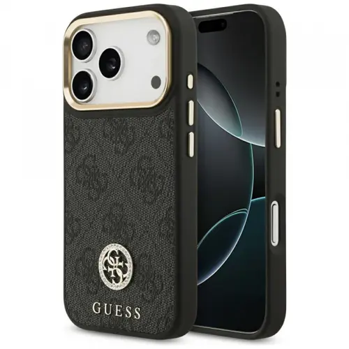 Husa MagSafe pentru Apple iPhone 17 Pro, Guess, 4G Strass Logo (Negru)