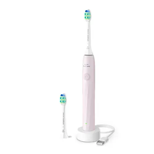 Periuta de dinti electrica Philips Seria 2100 HX4022/03, 2 viteze, 31000 miscari, 2 capete incluse (Roz)