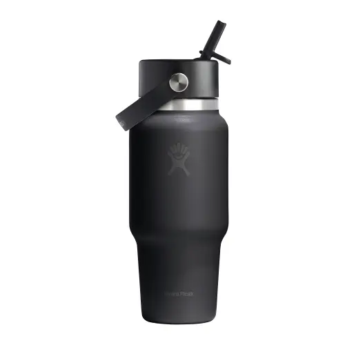 Sticla termos, inox, 710ml, inchWide Strawinch, Hydro Flask (Negru)