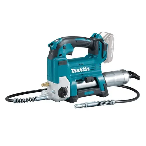 Masina de gresat pe acumulator Makita DGP180Z, 18 V, 690 bar presiune maxima, 290 l/min debit maxim, 120 cm lungime furtun, fara acumulator/incarcator