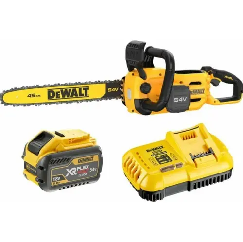 Drujba electrica DeWalt DCMCS574X1-QW, acumulator, 2100 W, 54 V, 9.0 Ah, pas 3/8, 450 mm, 13.5 m/s (Galben/Negru)