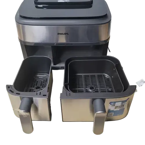 Friteuza dubla cu aer cald Philips Seria 5000, 2750 W, 9 l, 1.2 kg, 12 programe, Timer, Temperatura ajustabila 40-200 C (Argintiu)