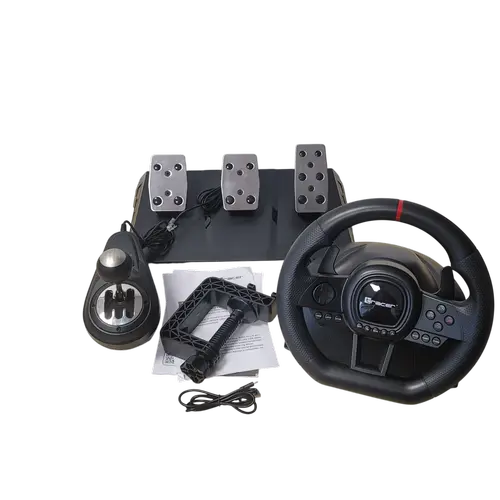 Set volan cu pedale si schimbator Tracer SimRacer TRAJOY47345 GameZone, 6in1, PlayStation 4, PC, Xbox One, Series X/S, Nintendo Switch (Negru)