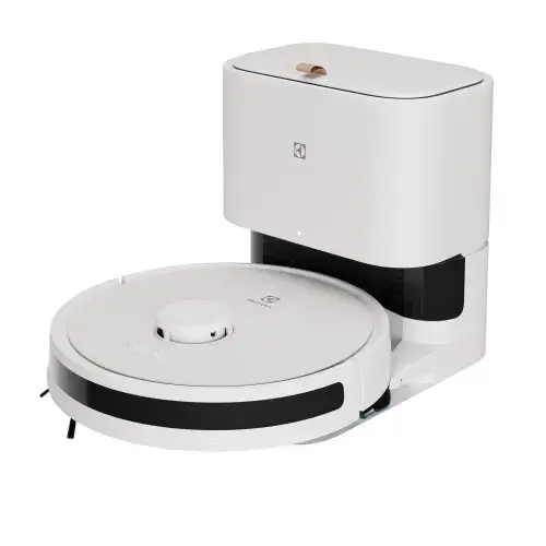 Aspirator robot Electrolux Seria 700 ER71UW2SW, aspirator si mop, statie automata de golire cu sac igienic Electrolux, 2,4l, tehnologie LiDAR, WI-FI, app Electrolux, 4000Pa, baterie 3200mAh, 46 Wh, 4 viteze, autonomie pana la 140 minute (Alb)