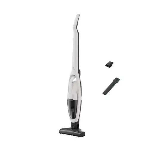 Aspirator vertical 2 in 1 Electrolux Seria 300 ES31CB18SH, 18V, 2000 mAh Li-Ion, Autonomie pana la 45 min, 2 viteze, perie turbo electrica, duza pentru spatii inguste (Alb)