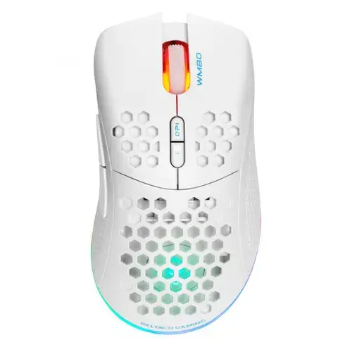 Mouse Gaming Wireless DELTACO GAMING DM220, Ultralight, 4800DPI, USB (Alb)