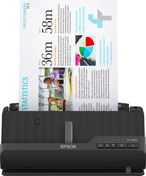 Scanner EPSON WorkForce ES-C320W, A4, 600dpi, 30ppm, ADF, USB, Wireless (Negru)