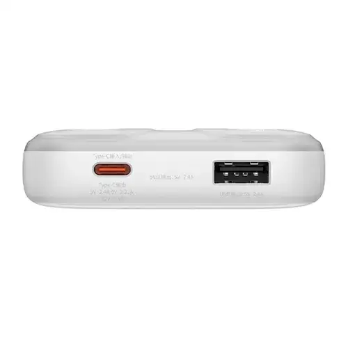 Acumulator extern portabil Baseus Comet, 10000 mAh, Display, 22.5W, Cablu USB-C inclus (Alb)