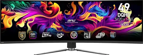 Monitor Gaming QD-OLED MSI MPG 49inch 491CQP QD-OLED, DQHD (5120 x 1440), HDMI, DisplayPort, Ecran curbat, 144 Hz, 0.03 ms (Negru)