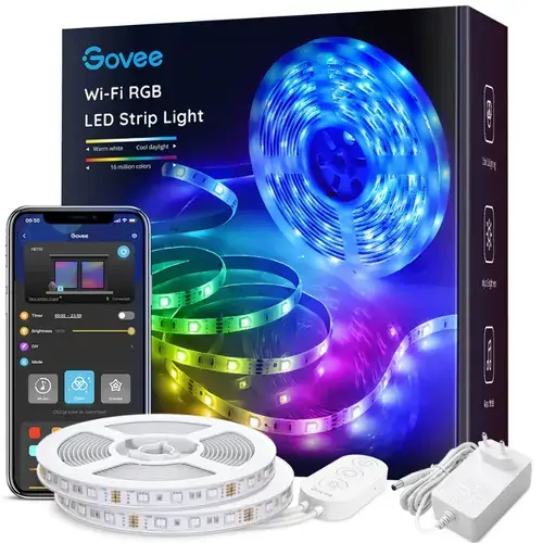 Banda LED Govee H6110, RGB, Wi-Fi, Voice Assistants, 10m (Alb)