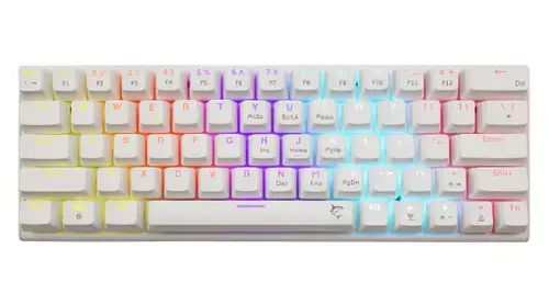 Tastatura Mecanica Gaming cu fir White Shark WAKIZASHI v2, RED Switch, Tip Compact Carry-On, Full Anti-Ghosting, Taste Iluminate Rainbow LED, Cablu 1.5m USB-C-USB-A Detasabil (Alb)