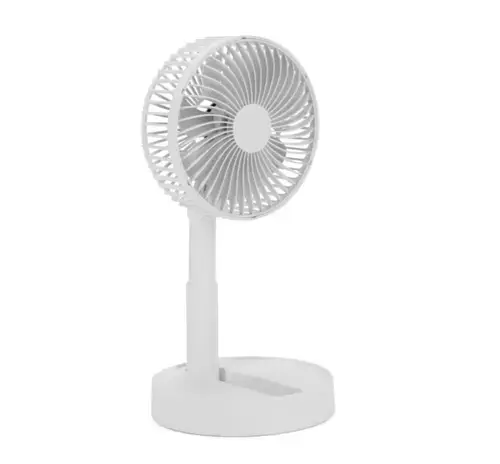 Ventilator de birou reincarcabil Livoo DOM510W, 4 viteze, diametru 15 cm, acumulator 1800 mAh, 11 ore autonomie, baza antiderapanta (Alb)