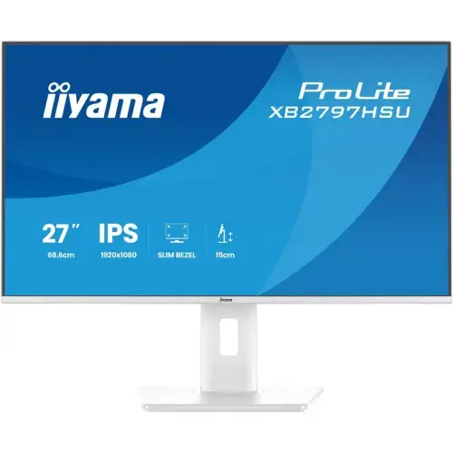 Monitor IPS LED Iiyama 27inch XB2797HSU-W1, Full HD (1920 x 1080), HDMI, DisplayPort, Boxe, Pivot, 120 Hz, 1 ms (Alb)