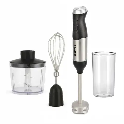 Mixer vertical Daewoo DHB60BX, putere 600 W, tija detasabila din inox, 2 trepte de viteza, lama din inox (Negru/Inox)