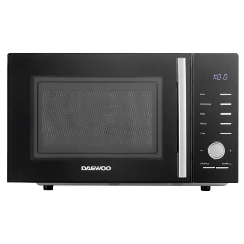 Cuptor cu microunde Daewoo KOR-25RBK, control digital, 25 litri, putere 850 W, 5 niveluri de putere, 8 retete presetate, display led alb, farfurie interioara de 28,5 cm (Negru)